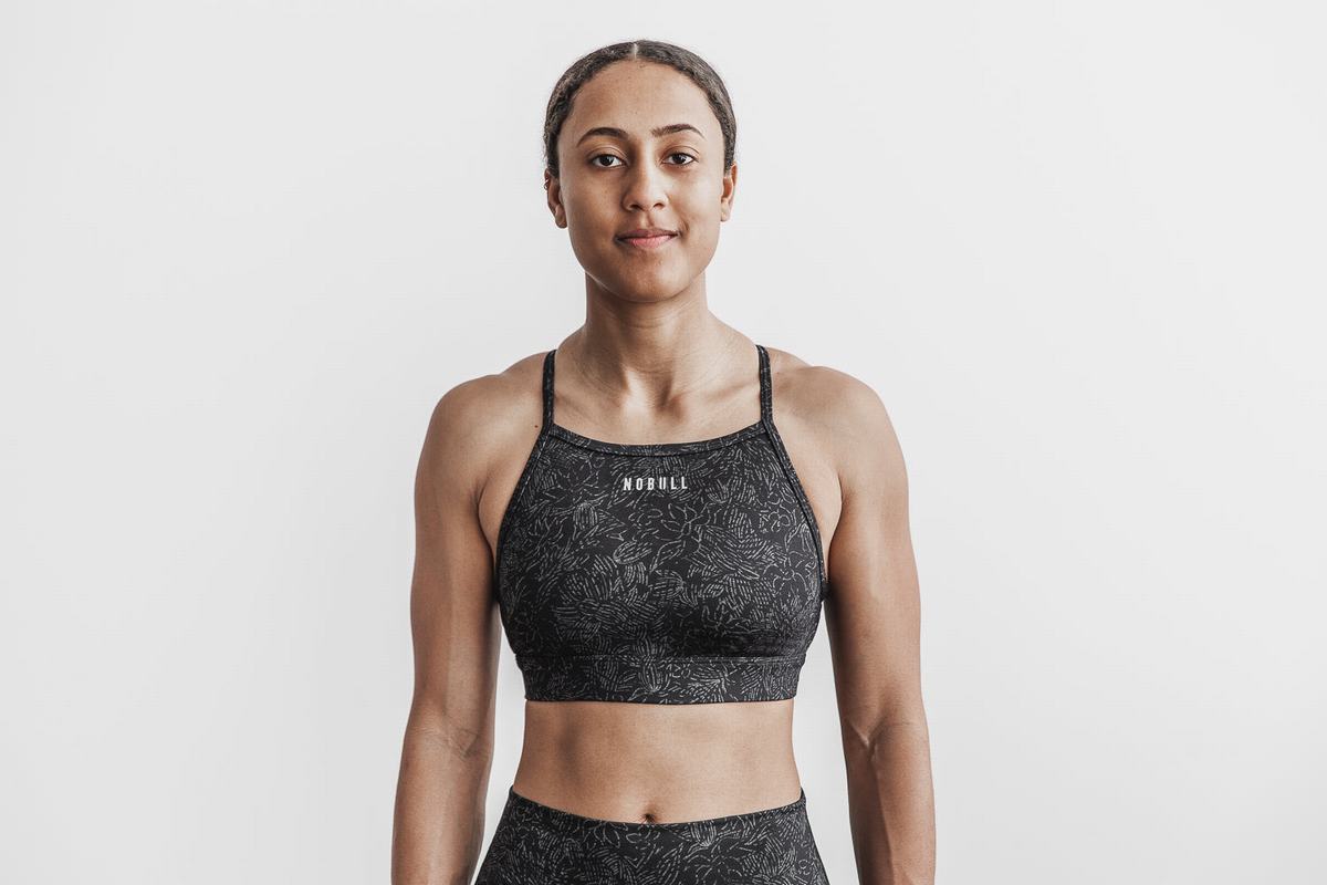 Nobull High-Neck Women\'s Sports Bras Grey | Australia (OW2745)